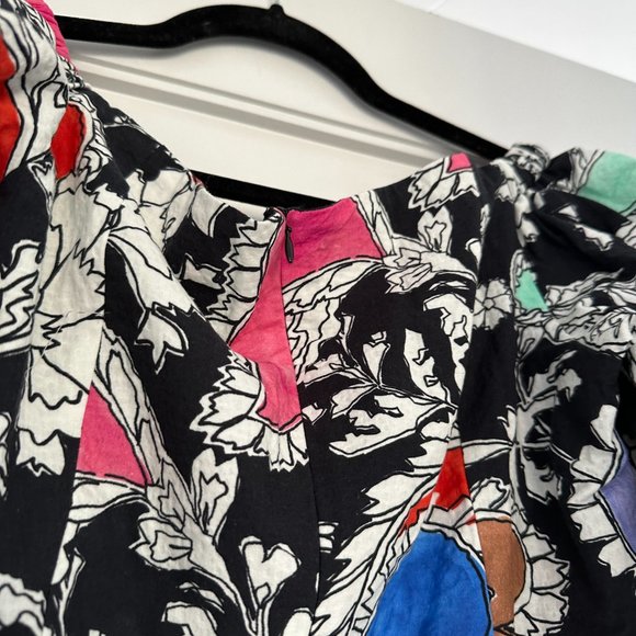 NWT Mara Hoffman Nomi Fitted Mini Dress Sz 2 Black Multi-colored Allover Print - Picture 9 of 10